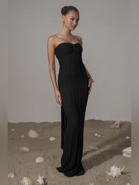 JLUXLABEL Black Blanca Strapless Maxi Dress S